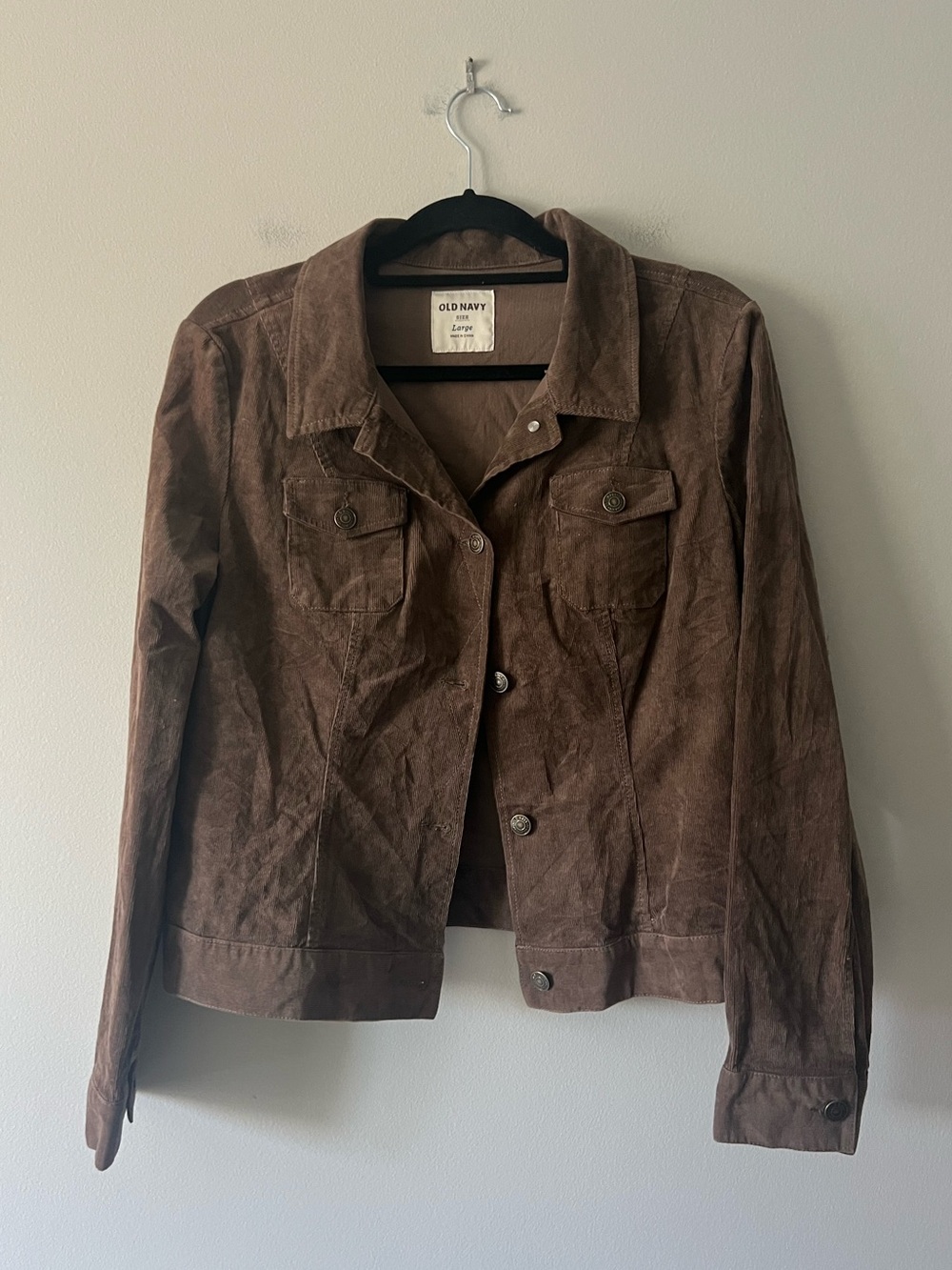 Old Navy Brown Corduroy Trucker Jacket Large Utility Y2K Western